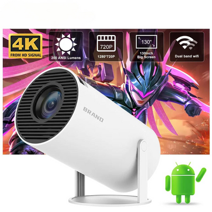 Portable HY300 Smart Projector: Android 11, WiFi, 4K Support, Bluetooth 5.0, 1080P HD - Ideal for Home Cinema & Outdoor Use