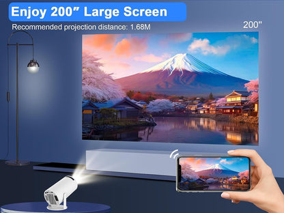 Portable HY300 Smart Projector: Android 11, WiFi, 4K Support, Bluetooth 5.0, 1080P HD - Ideal for Home Cinema & Outdoor Use